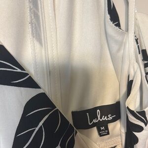Lulus Black and White Leaf Print Dress